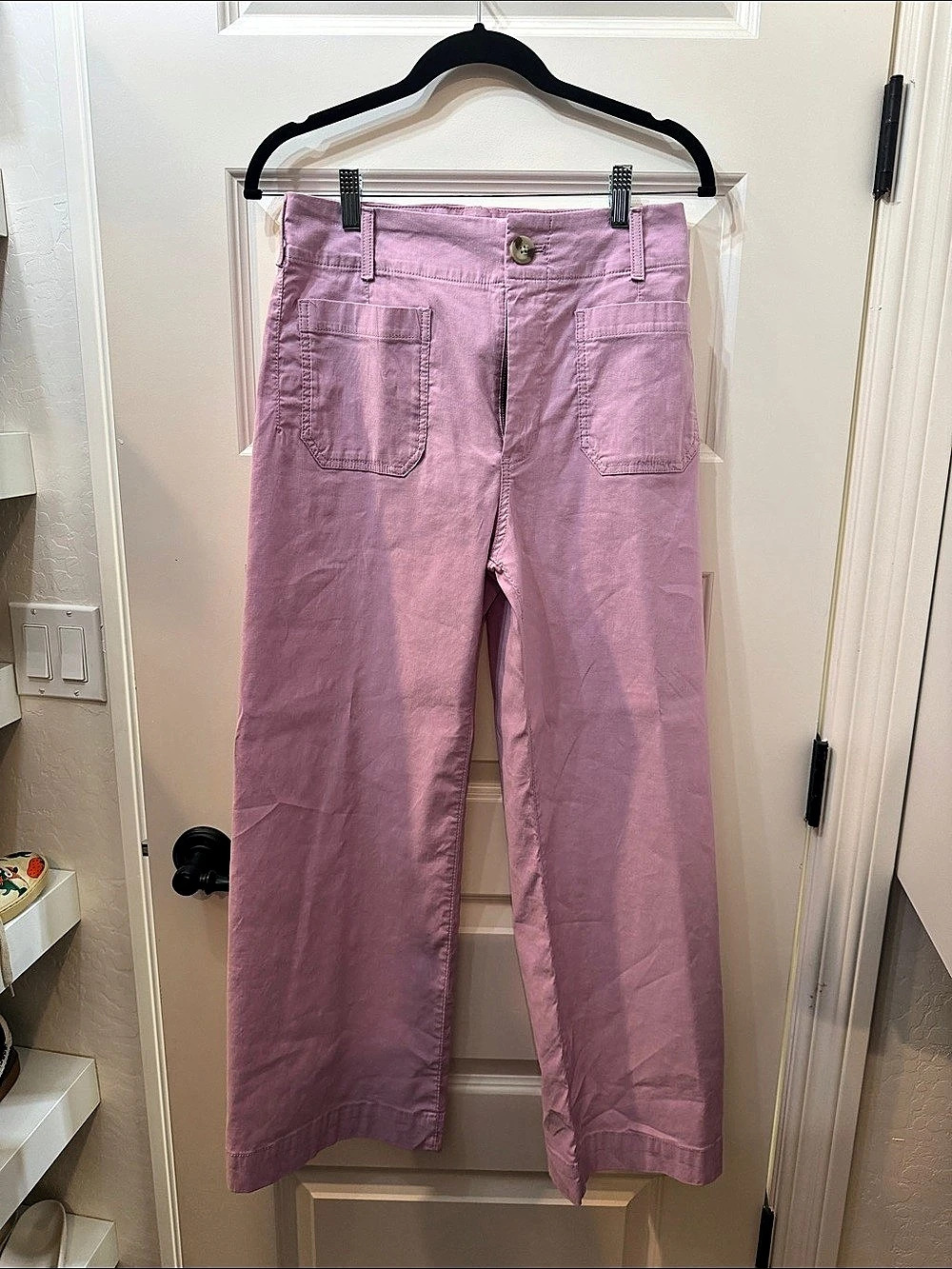Maeve The Colette Cropped Wide-Leg Pants Straight Leg Pants in Pink Waist 27P